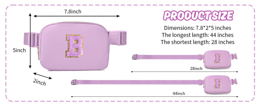 Gitus Gifts for 8 9 10 11 12 Year Old Girls Belt Bag Fanny Pack Crossbody Bags with Initial Letter Patch Cute Stuff Birthday Gifts for Teen Girls Women Personalized Trend Stuff (Lavender-E)