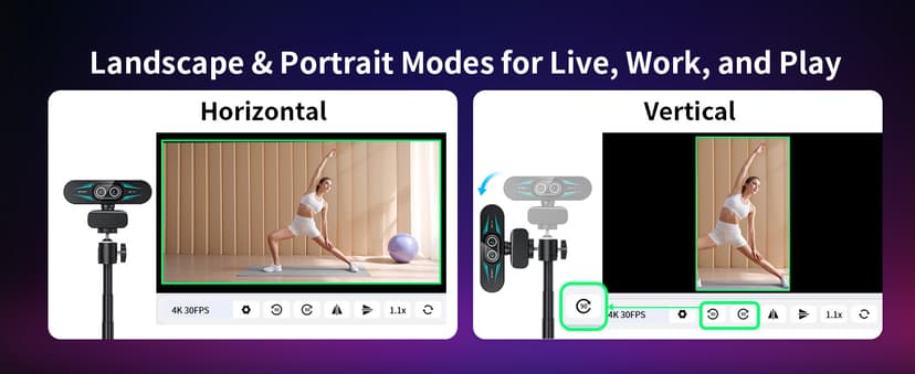 EMEET C60E Dual-Camera 4K Webcam for Streaming, Wide-Angle and Telephoto Cameras, Max 11X Hybrid Zoom & PDAF Autofocus, Remote Control, RGB Lighting, 2 Mics, Ideal for Livestreaming and Online Meeting