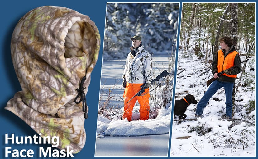 Watayo Hunting Face Mask for Cold Weather- Winter Camouflage Balaclava Face Mask- Hunting Trapper Hat Headwear for Men Women