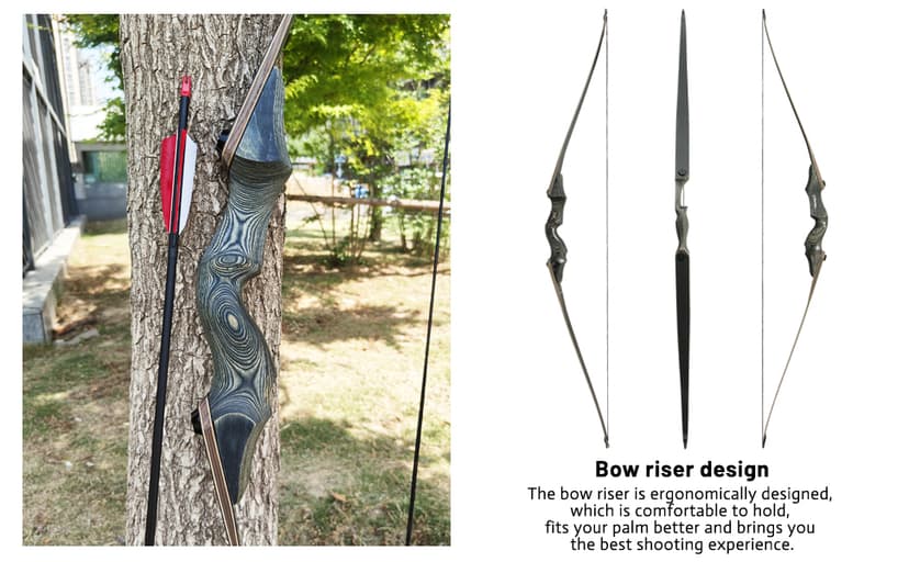 Black Hunter Archery Takedown Bow Longbow American Longbow Adult Right Hand Hunting Wood Bow 60",30-60lbs Target Practice