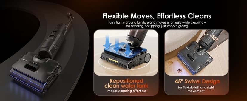 Tineco Floor One S7 Stretch Steam Cordless Wet Dry Vacuum Steam Mop All-in-One, 320℉ HyperSteam, 180° Lay-Flat, Anti-Tangle Design, FlashDry Self-Cleaning, Up to 75 Min Runtime