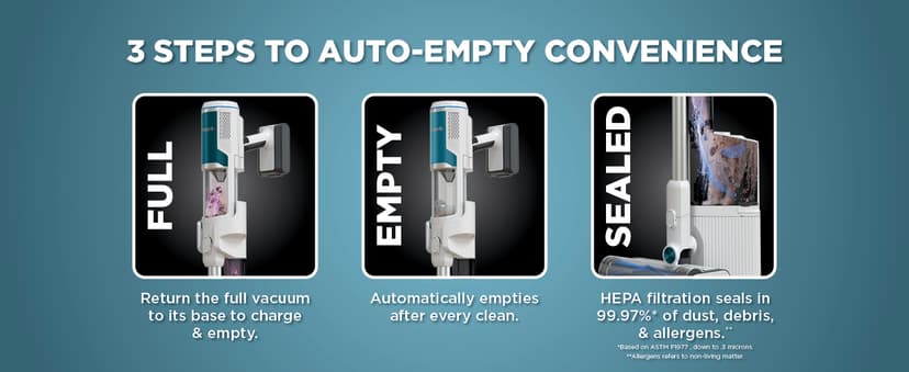 Shark Clean & Empty Cordless Stick Vacuum – Lightweight Cordless with HEPA Filter, Portable, Rechargeable, Auto-Empty System, Stick Vacuum for Pet Hair, Carpets & Hardfloor, White, BU3521