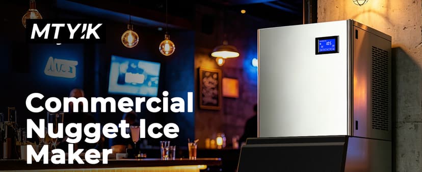 22" Commercial Nugget Ice Maker Machine 420LBS/24H with 350LBS Storage Bin, Nugget Ice Style, Air Cooled Powerfull Compressor, Industrial Nugget Ice Machine for Business