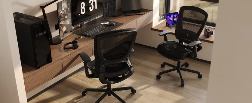 ELABEST Ergonomic Mesh Office Chair,Comfy Computer Desk Chair - BIFMA 5.1 Certified Commercial Swivel Task Chair for Home Office - Adjustable Lumbar Support & Armrests,Tilt Function,Wide Seat (Black)