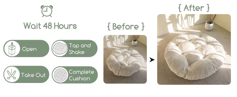HIGOGOGO Papasan Chair Cushion with Corduroy Cover (Without Chair), 48 x 48 Inch Supportive Cushion, Overstuffed Chair Cushion,Beige