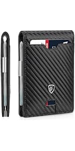 RUNBOX Mens Business Card Holder, Slim Card Wallet for Men and Women, Minimalist RFID Blocking Wallet with Pop-Up Function, Thin Design, Metal Cases Holds 6+6 Cards, Gifts for Men, Men's Accessories