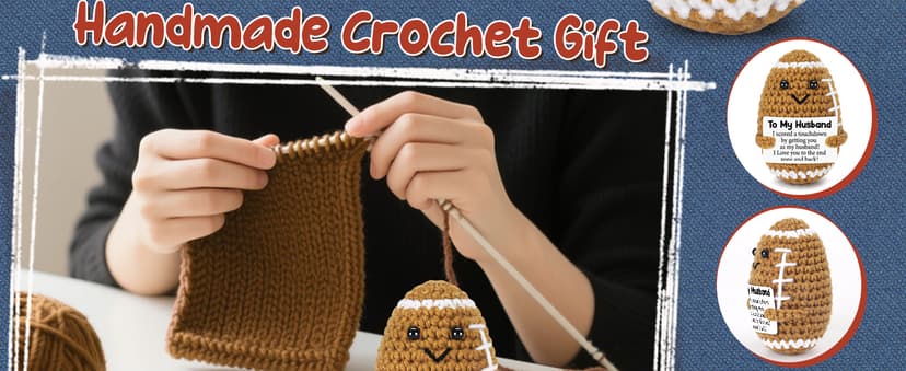 Birthday Gifts for Husband from Wife, Christmas Handmade Inspirational Crochet Football Gift for Him, Cool Wedding Anniversary Present for Husband, Cute Emotional Home Decor for Couple, Hubby, Spouse