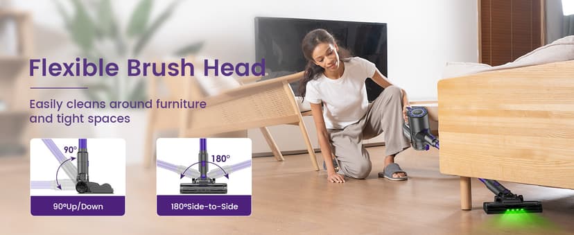 Cordless Vacuum Cleaner, 40KPA/500W/35Mins, Green LED Light, Lightweight Stick Vacuum Self-Standing, Vacuum Cleaners for Home Handheld Vacuum for Pet Hair, Carpet, and Hard Floors, U8