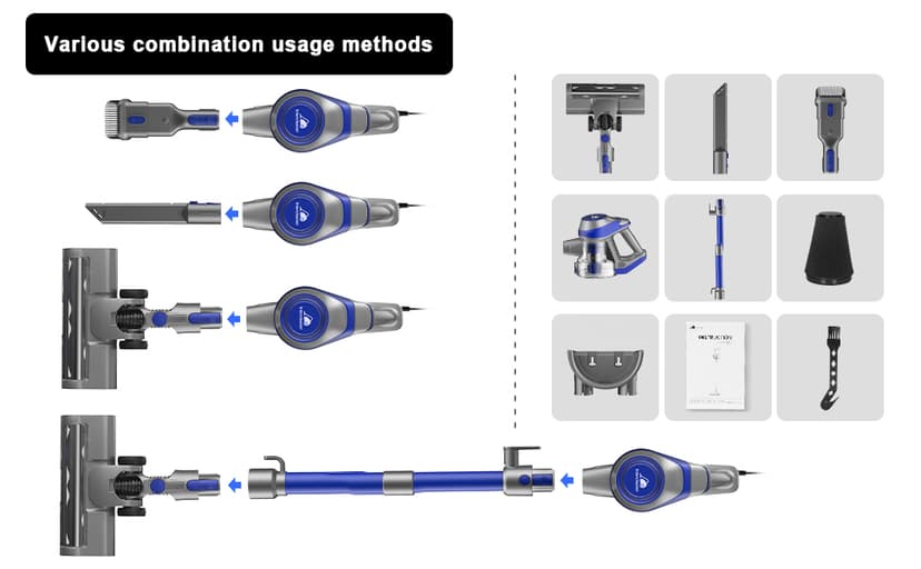 Intercleaner 23Ft Corded Vacuum Cleaner, with LED Headlights & Large Dust Cup, Powerful Suction for Hard Floors & Carpets, Adjustable Stick, Perfect for Pet Hair, Wall Mount Storage