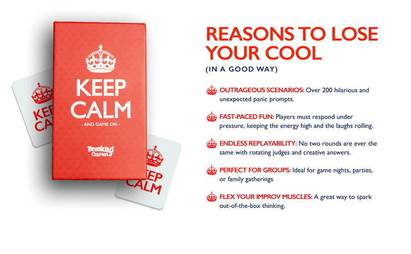 Keep Calm - Hilarious Party Game for Friends and Family - Ideal for Game Night - Ages 17+, 3-8 Players