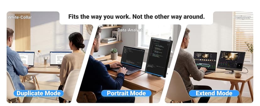 Ingnok Portable Monitor, Ultra Slim 15.6 Inch FHD IPS Laptop Screen Extender with Adjustable Stand, USB C Compatible, Ideal for Travel and Office