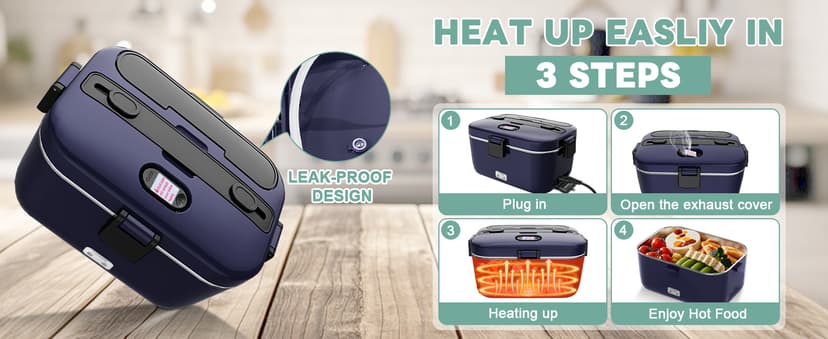 100W Fast Heating, Portable Food Heater for Car, Truck, Office, Work, Travel, Construction Site, Gifts, 12/24V/110-230V DUPASU Electric Lunch Box Food Warmer, 1.8L Heated Lunch Box for Adults B0DXYYG8Q4