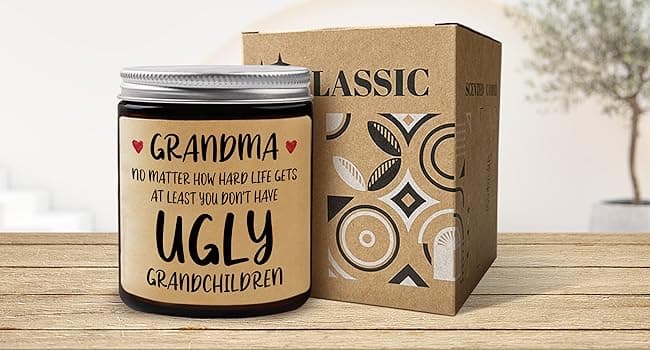 Niyewsor Grandma Gifts, Grandparents Day Gifts for Grandma, Lavender Scented Soy Wax Candle, Grandmas Birthday Gift from Grandchildren Granddaughter Grandkids, Handmade, 7oz