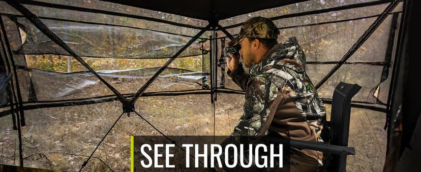 TIDEWE Hunting Blind 270°See Through with Carrying Bag for Turkey Hunting, Pop Up Ground Blinds, Portable Resilient Hunting Tent