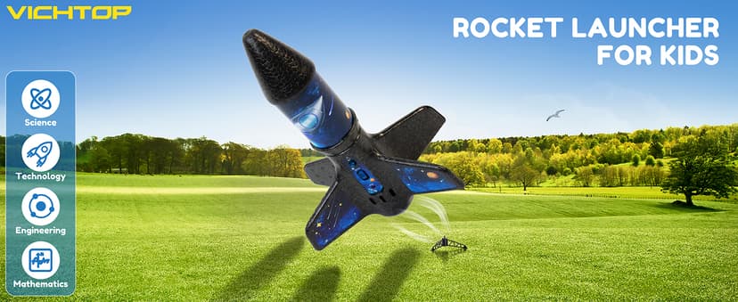 Rocket Launcher for Kids -200 Feet of Flight Altitude, Auto Electric Rocket Toys with Safe Parachute, Outdoor Summer Yard Toys Christmas Birthday Gifts for Boys & Girls Age 6 7 9 10 12 8-13 Years Old