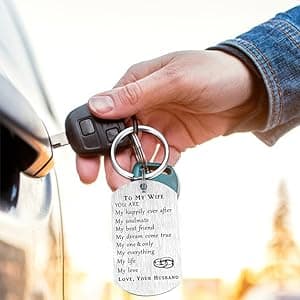 CPLJW Wife Birthday Gifts from Husband, Romantic Gift for Her Women, Best Anniversary for Wife Gifts, Mothers Day Meaningful Keychain Gift for Wifey