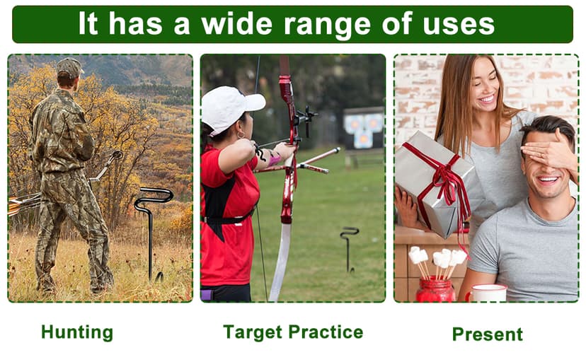 Mofuiry Ground Blind Bow Holder with Rubber Coated, Rustproof Hunting Compound Bow Holder Stable Archery Bow Stand Versatile Ground Stake Bow Holder Archery Accessories for Hunting Target Practice