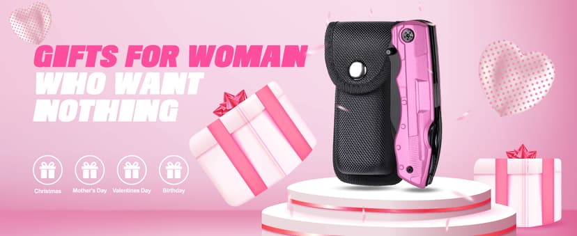 Gifts for Women, Mom, Wife, Girlfriend, Best Friend, Christmas, P-ink Multitool Knife - Gifts for Mom, Unique Gift Ideas for Women, Mothers Day Anniversary Valentines Day Birthday Gifts for Women