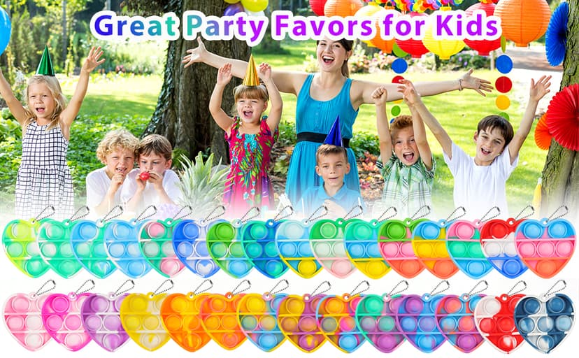 Valentines Day Gifts for Kids Classroom Prizes Student Mini Pop Keychain It Small Fidgets Birthday Goodie Bag Stuffers Filler Heart Pop Fidget Toys Bulk Its Valentine Party Favors for Kids 30 Pack B0BJNQMM9T