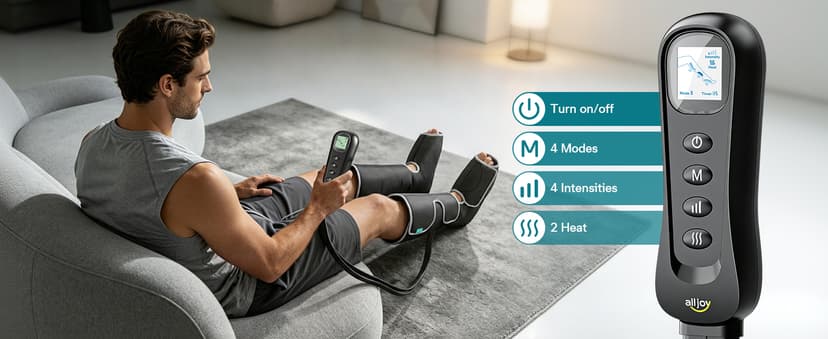 Leg Massager with Heat and Compression Helpful for Vericose Veins, Fatigue, Cramps, Swelling, Edema ALLJOY Leg Massager for Circulation and Pain Relief FSA,Gifts for Men Women B0DH1GWKJ6