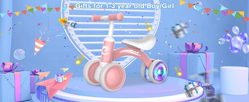 Gamfeiny Colorful Lighting Baby Balance Bike Toys for 1 Year Old Boy Girl Gifts, 10-36 Month Toddler Balance Bike, No Pedal 4 Silence Wheels & Soft Seat First Riding on Toys, 1st Birthday Gifts B0BLMF98S8