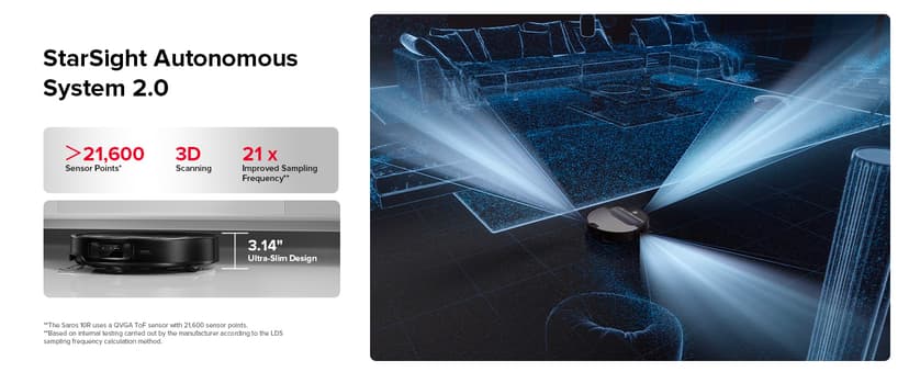 roborock Saros Z70 Robot Vacuum and Mop, OmniGrip Arm, AI-Powered, 22,000Pa Suction, 3.14’’ Ultra Slim, FlexiArm Riser Technology, AdaptiLift Chassis, Obstacle Avoidance, Auto Mop Washing & Drying