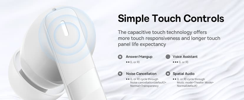 Baseus E20 True Wireless Earbuds, 12mm Drivers with Powerful Bass, 33H Long Playtime, IPX5 Water-Resistant, 2 ENC Mics for Clear Calls, Bluetooth 5.3 Headphones in-Ear Ear Buds