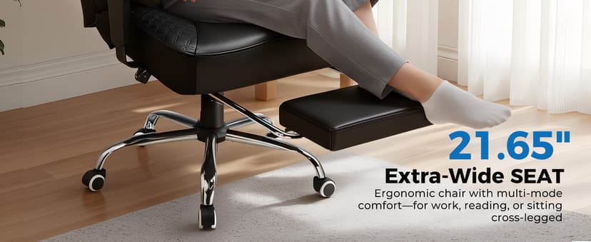 GTPLAYER Big and Tall Office Chair Wide Ergonomic Gaming Chair with Deluxe Embossing Designed Leather with Foot Rest,150°Reclining Adjustable Soft Armrests Pocket Spring Back Support and Pillow