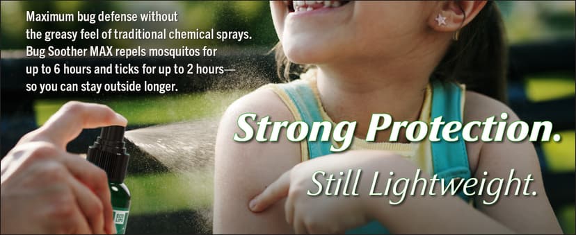 Bug Soother® MAX Natural Tick & Mosquito Repellent Spray – DEET-Free Extra Strength Outdoor Bug Protection, Plant-Based Formula – Made in USA (3ct 4 oz Bottles + 1 oz Bonus)