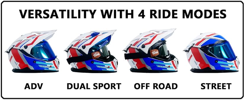 X60 Dual Sport Helmet, Adventure Motorcycle Helmet with Integrated Sun Visor - Off Road Dirt Bike Snowmobile Helmets for Adult DOT & ECE 22.06 Approved
