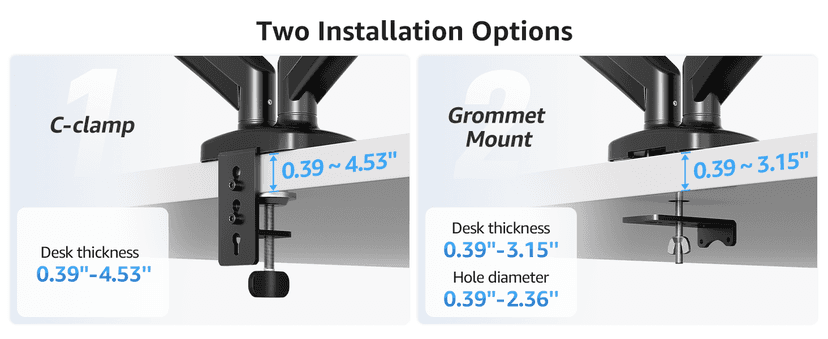 MOUNTUP Dual Monitor Stand for Desk, Monitor Arms for 2 Monitors 32 27 24 22 Inches, Height Adjustable Double Monitor Mount, VESA Mount with C-Clamp & Grommet Base, Holds 4.4-17.6lbs
