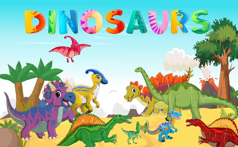 Wooden Puzzles Dinosaur Toys for Kids Ages 3-5, Set of 4 Packs with 20-Piece Wood Jigsaw Puzzles, Preschool Educational Brain Teaser Boards for Boys and Girls 3 4 5 6 Years Old