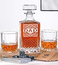 PONPUR Whiskey Decanter Engraved We The People American Flag, 750ml Whiskey Decanter Set with 2 Glasses, Christmas Boss Day Patriotic Birthday Gifts For Men Dad, Liquor Scotch Bourbon Presents