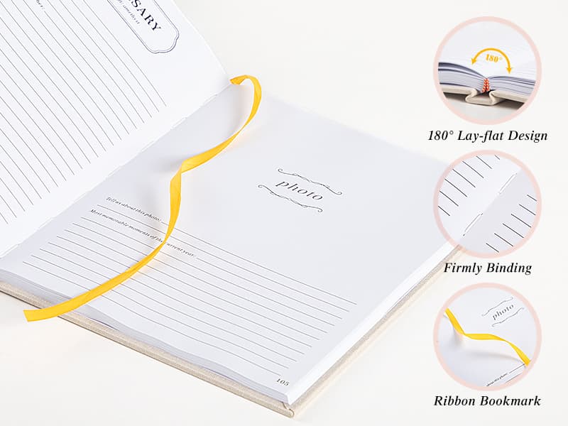 Lanpn Wedding Anniversary Journal Notebook - Linen First Year to 70th Anniversary Scrapbook Memory Book for Couples - Newlywed Marriage Journal Wedding Anniversary Book Gifts (Green, 190 Pages)