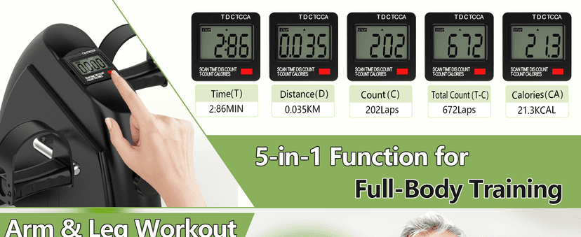 FITKS360 Under Desk Elliptical & Mini Exercise Bike - Seated Electric Leg Exerciser Under Table Oval Electric - Seniors Sit Exerciser Full Assembled Pedal with Remote Control