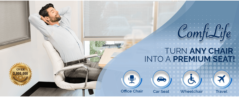 ComfiLife Premium Gel & Memory Foam Seat Cushion – Doctor Recommended Office Chair Cushion, Car Seat Cushion – Chair Cushions for Back & Sciatica Pain Relief – Seat Cushions for Office & Desk (Black)