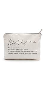 Love You Sister, Sister Gift, Missing You, Send Love, Makeup Case, Toiletry Bag, Gift for Friend, Makeup Bag for Best Friends (Love you Sis.)