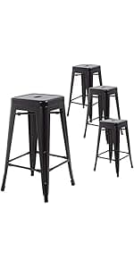 FDW | Metal Dining Chairs | Set of 4 | Black | Stackable Tolix Side Chairs with Backrest | Scratch-Resistant | Non-Slip Feet | Indoor/Outdoor Use | 330 lbs Capacity | for Kitchen & Restaurant
