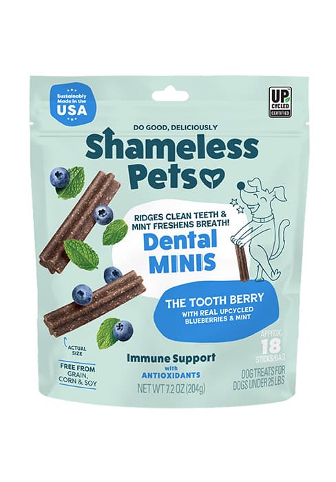 Shameless Pets Dental Treats for Dogs, The Tooth Berry - Healthy Dental Sticks with Immune Support for Teeth Cleaning & Fresh Breath - Free from Grain, Corn & Soy