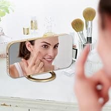 Sukeen Digital Alarm Clock,6" Large LED Display with Dual USB Charger Ports | Auto Dimmer Mode | Easy Snooze Function, Modern Mirror Desk Wall Clock for Bedroom Home Office for All People (Gold)