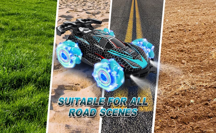 RC Stunt Car, Gesture Sensing RC Cars for Boys Girls, 2.4GHz 4WD Remote Control Car with 360° Rotating, Lights, Music, Spray, Toy Cars for Kids Age 6 7 8 9 10 11 12 Year Old Birthday Gifts