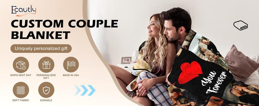 Custom Couples Blanket with Photos, Customized Photo Blanket I Love You Christmas Birthday Gifts for Wife, Husband, Him/Her Personalized Valentines Blanket Gifts for Boyfriend Girlfriend B0FQC3S2S8