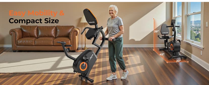 YOSUDA Recumbent Exercise Bike for Home,Magnetic Staionary Bike for Seniors/Adults with Adjustable Seat, 350LB Capacity, 16-level Resistance, LCD Monitor & Pulse Sensors