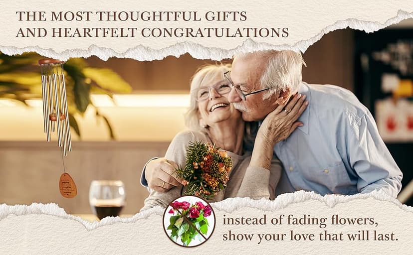 SteadStyle 50th Anniversary Wind Chime Gifts, Happy 50th Wedding Decoration Gifts for Parents, Couples, Friends, Golden Anniversary Keepsake