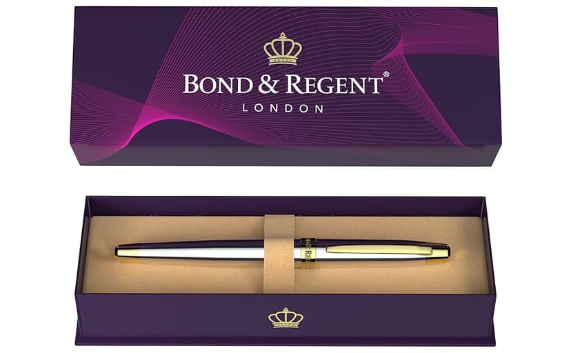 Silver Chrome & 24 Karat Gold | Certified Luxury Grade Rollerball Pen | Nice Gift for Men & Women