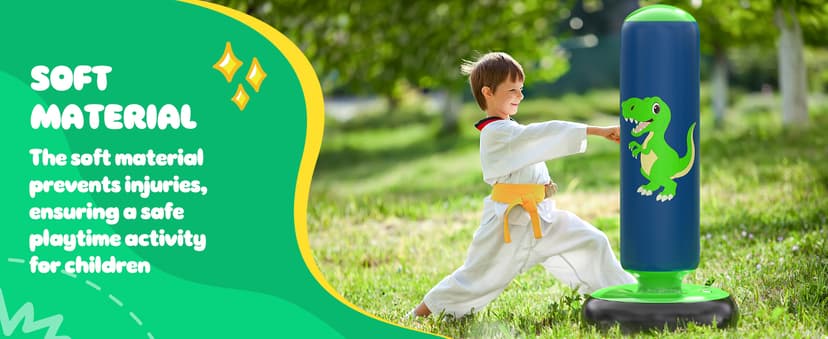 QPAU Inflatable Punching Bag, 48 Inch Stable Inflatable Boxing Bag for 3-6 Kids,Dinosaur Toy & Gifts for Boys and Girls, Kids Boxing Set for Practicing Karate, Taekwondo B0BKPM69F8