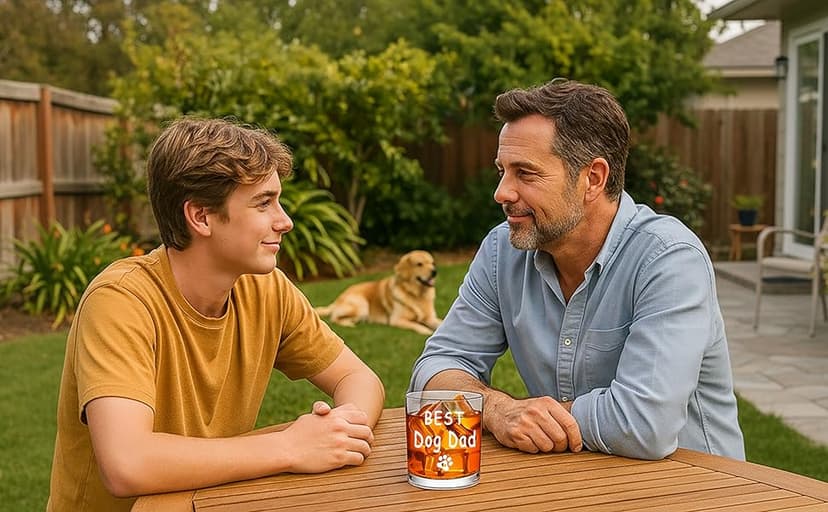 Best Dog Dad Whisky Glasses, Birthday Fathers Day Christmas Gifts for Dog Dad from Daughter Son Kids 10 OZ Old Fashioned Glass with Gift Box