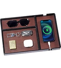 ProCase Gifts for Dad, Wood Phone Docking Station for Men, Dad Gifts From Daughter Son, Mens Nightstand Organizer, Anniversary Birthday Gifts for Dad Father Husband Him -Espresso (Engraved Word)