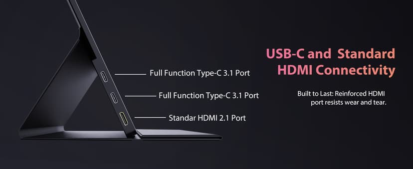 InnoView Portable Monitor, 15.6 Inch FHD 1080P HDMI USB C Second External Monitor for Laptop, Desktop, MacBook, Phones, Tablet, PS5/4, Xbox, Switch, Built-in Speaker with Protective Case