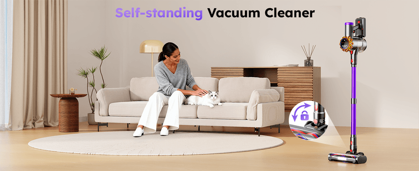 Cordless Vacuum Cleaner,Upgraded 550W 45KPA 60Mins Vacuum Cleaners for Home,Self-Standing Stick Vacuum with LED Display,8 in 1 Lightweight Anti-tangle Wireless Vacuum for Pet Hair Carpet Hard Floors
